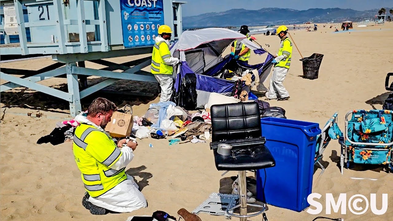 Heatwave Challenges Venice Beach Homeless Encampment Cleanup Efforts