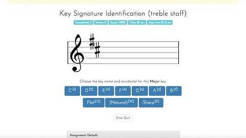 ToneSavvy - Level 8 Identifying Key Signatures with up to 3 sharps and 2 flats (Treble)