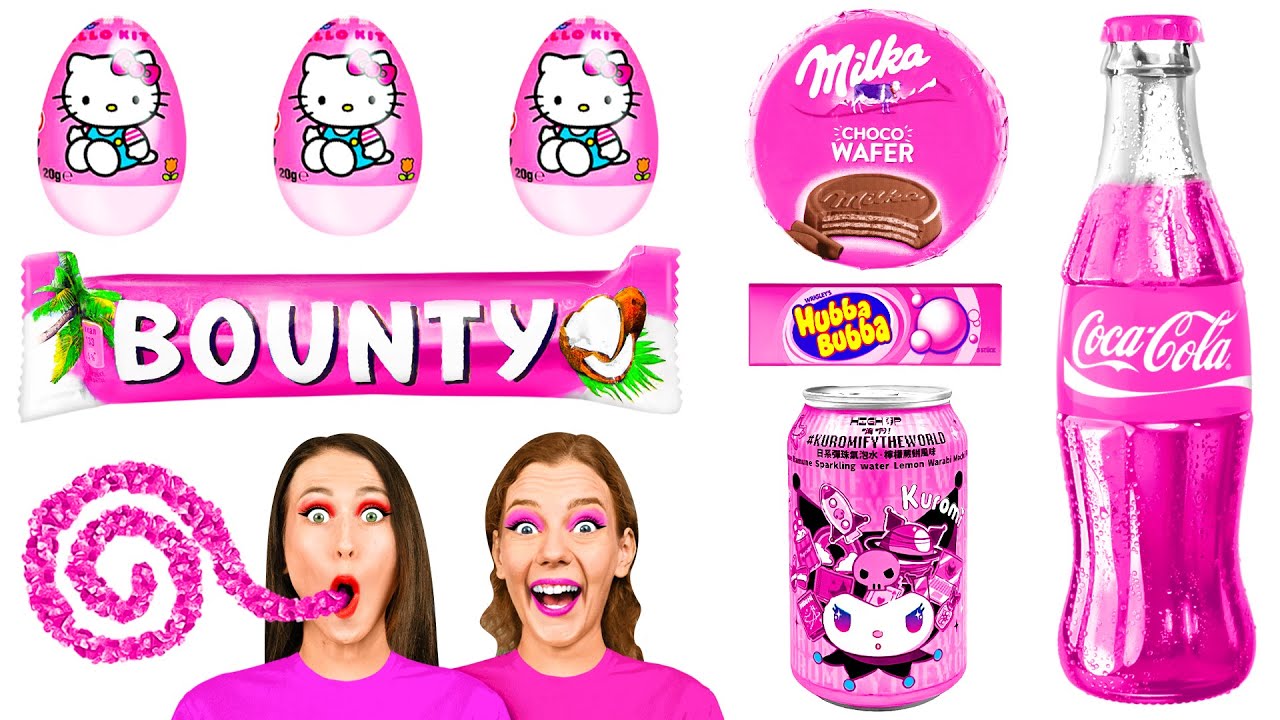 Едим Продукты Только Розового цвета 24 часа Челлендж | Сумасшедший Челлендж от Fun Teen