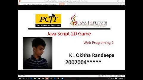 JavaScript 2D Game Development | Java Institute | K Okitha Randeepa