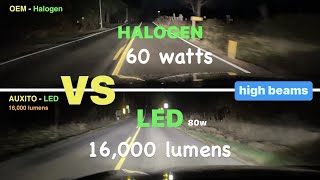 High beam LED light bulbs 16k lumens vs OEM halogen bulbs review  best LED light bulbs review