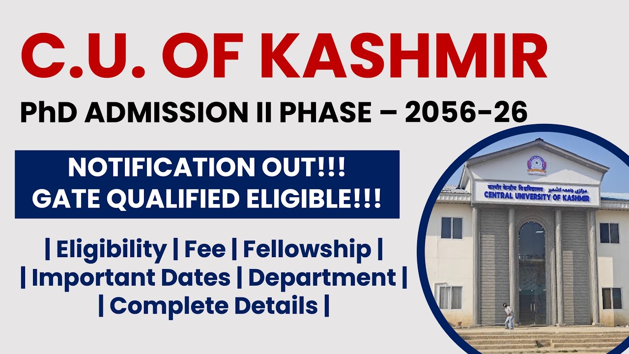 Central University of Kashmir PhD Admission II Phase 2025–26 | Apply Now! | The Researchist