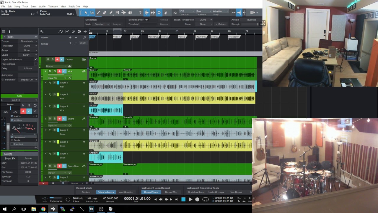 Recording drums for this week's cover video - LIVE (Redbone) [High Quality Audio]