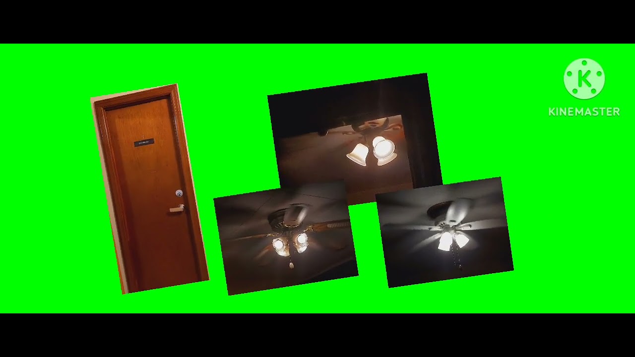 Door and 3 Ceiling Fans are dancing green screen free to use