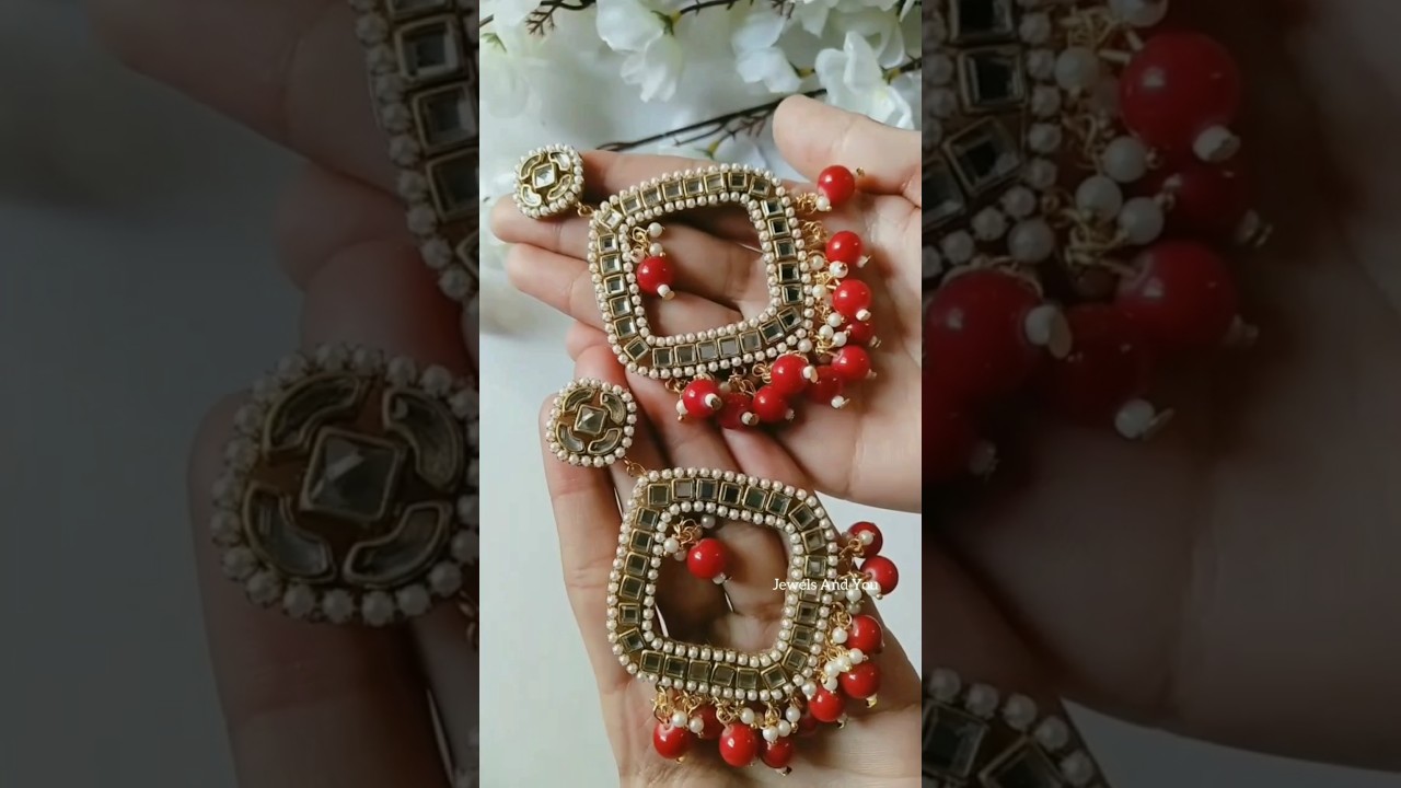 DIY Kundan Earrings Making On Ohp Sheet #diy #ytshorts #shorts #handmadejewelry #viralshort