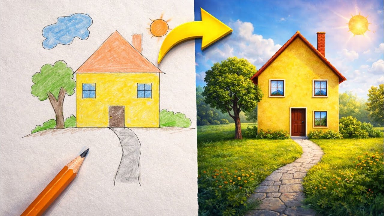 From Drawing to Real Life 🏠🎨 | Easy House Drawing for Kids