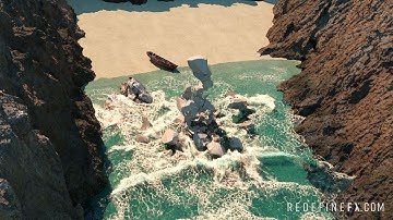 Statue Destruction into Ocean TYFLOW + PHOENIX FD 4 (VFX Training Out Now!) by #RedefineFX