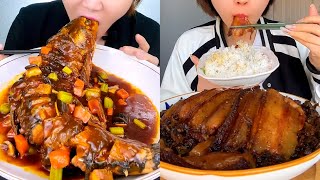 매운 소스를 곁들인 생선 먹방 + 햄 밥 Mukbang Fish with hot sauce + Ham with rice (chewy sound)