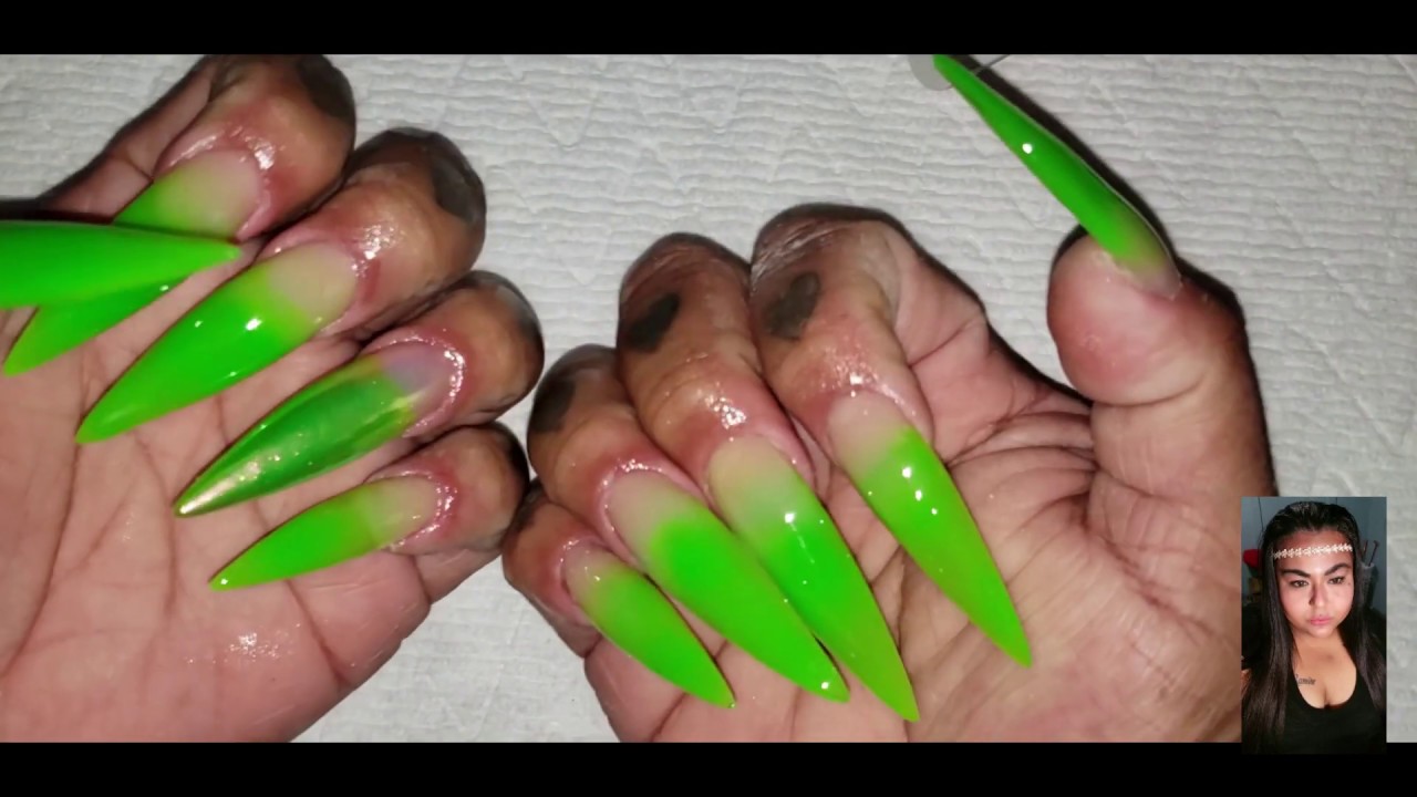 3. Lime Green Ombre Acrylic Nails - wide 1