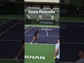 Emma Raducanu practices serving at BNP Paribas Open Indian Wells 2026