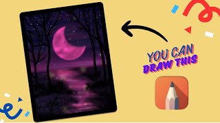 Autodesk Sketchbook app - Draw a Pink Moon/ Barbie Moon in iPad screenshot 5