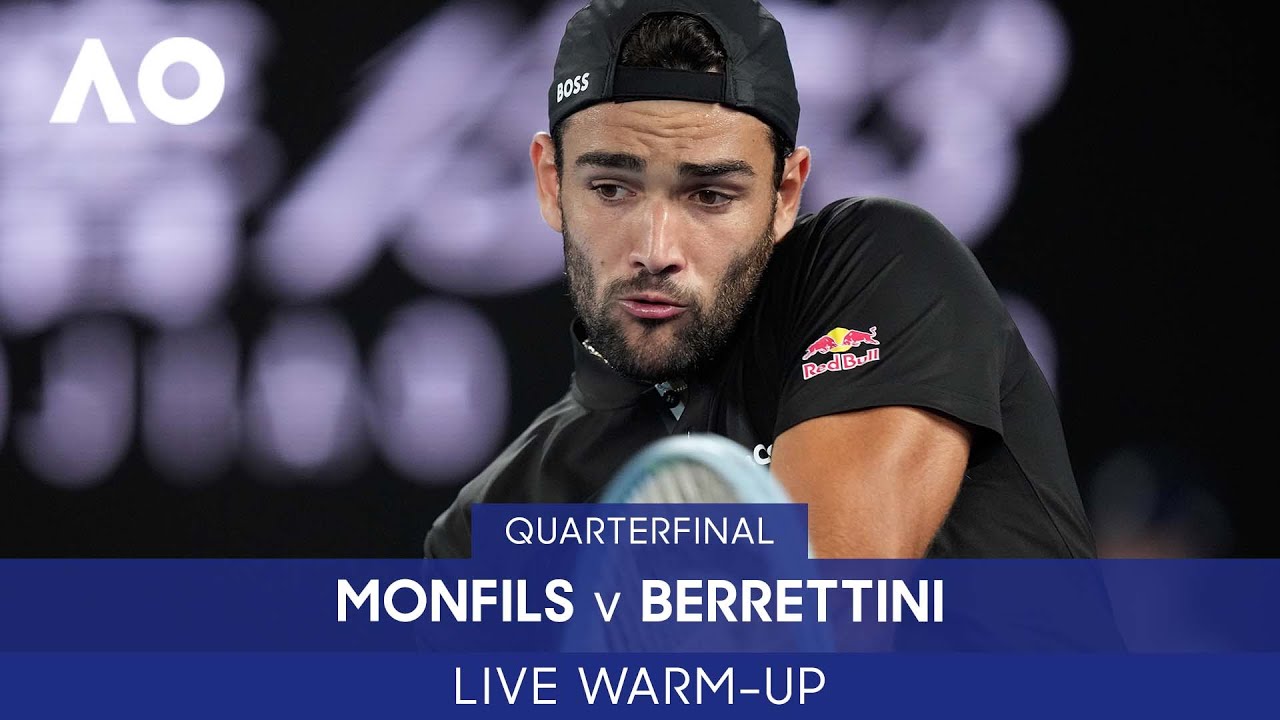 LIVE Monfils v Berrettini Warm-Up Rod Laver Arena Australian Open 2022 