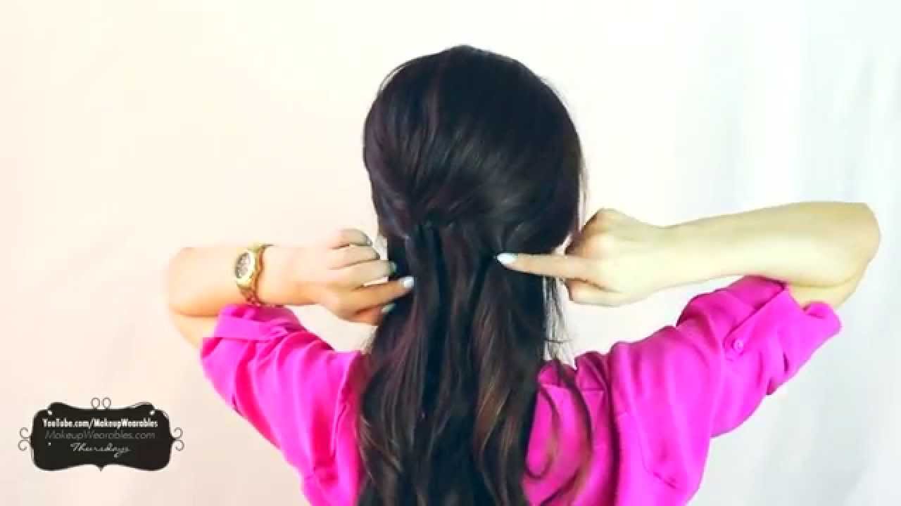 Cute Hair Bun Half Up Hairstyle Tutorial For Medium Long Hair