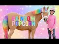 WE TURNED POPCORN... RAINBOW!!!!! BARBIE UNICORN PONY