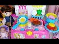 Baby doll kitchen food car and cooking story music play - ToyMong TV 토이몽