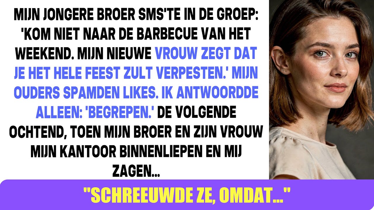 Mijn broertje appte 'Kom niet naar de BBQ' — totdat hij mijn kantoor binnenstapte...