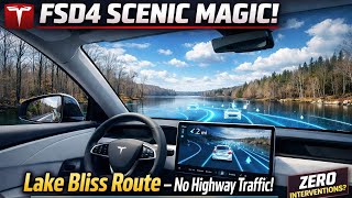 Ditching the Highway Nightmare: Tesla FSD4 Takes the Scenic Woods & Lakes Route to Work! 