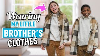 Wearing My Little Brother&#39;s Clothes for a Week | GRWM Challenge
