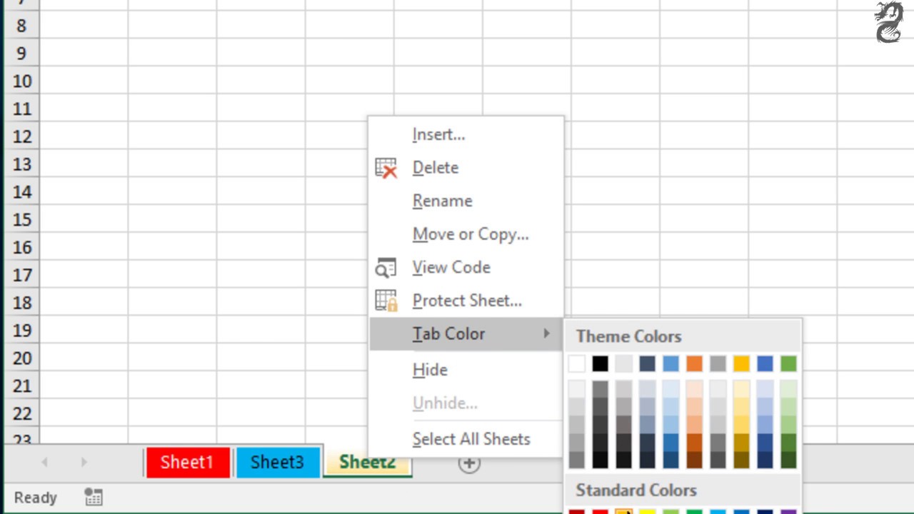 How to Change the Color of the Worksheet Tabs in Excel - YouTube