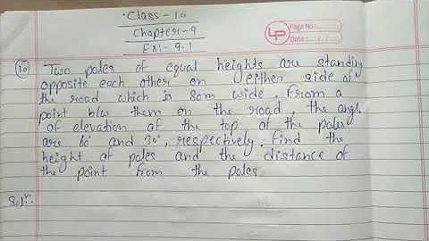 Class 10 || Chapter 9.1 Some Applications of Trigonometry || Question no. 10