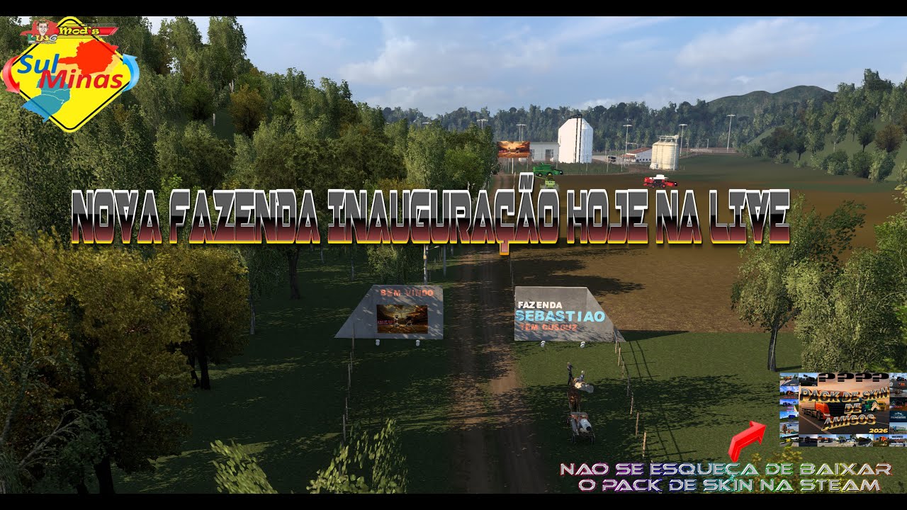 ets2 1.57/ NOVA FAZENDA NO SULMINAS E COMBOIO COM AMIGOS E CIA