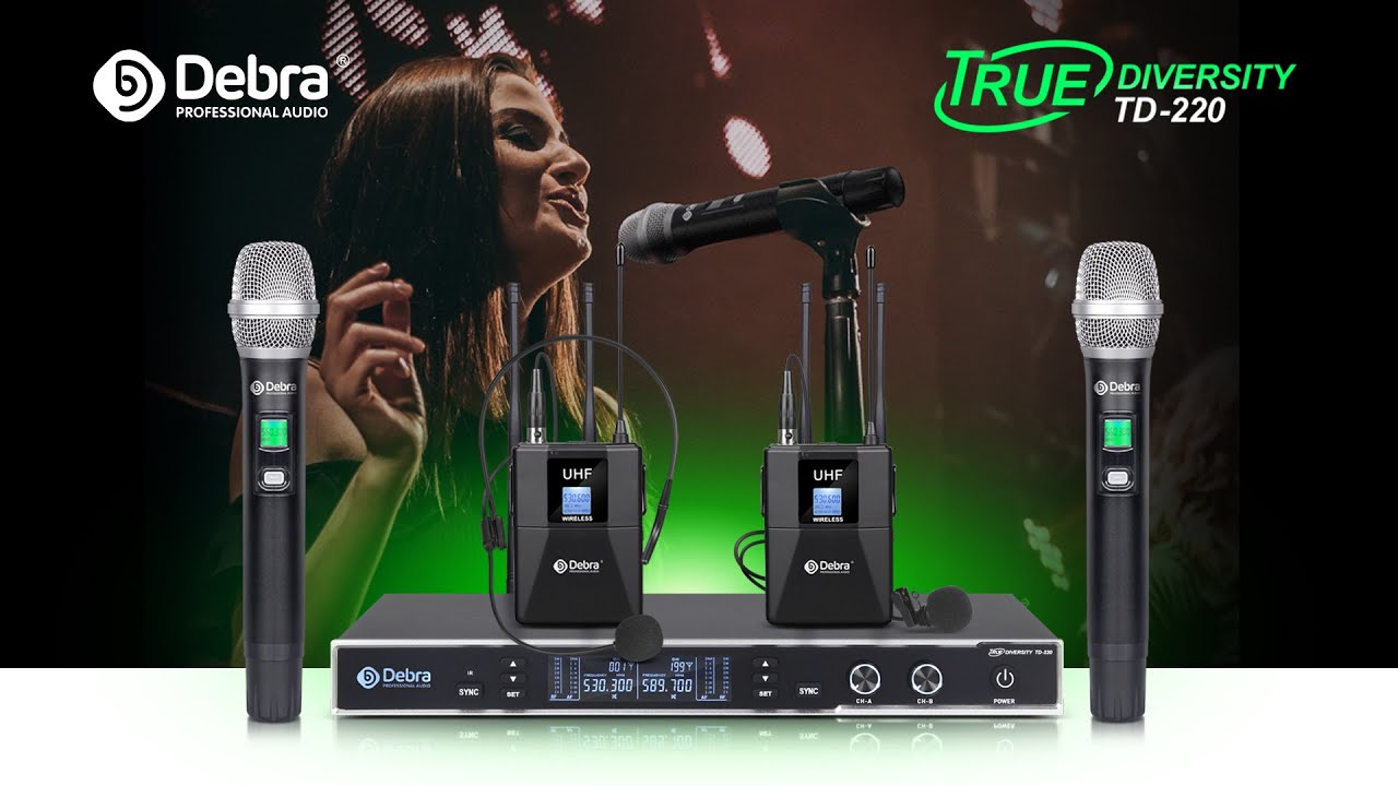 D Debra Audio New Model TD-220 Professional UHF True Diversity 2 Channel Wireless Microphones System