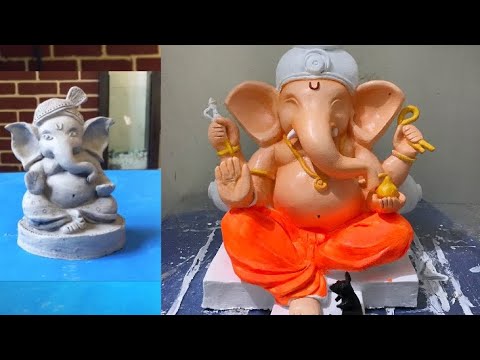 Ganpati colouring at home | How to colour Ganpati murti | Ganesha Idol Painting