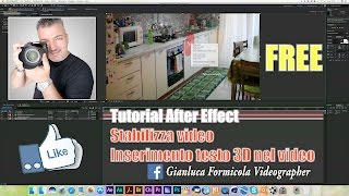 Tutorial After Effect stabilizzazione video ed inserimento testo i nel video in 3D #testo3d #adobe