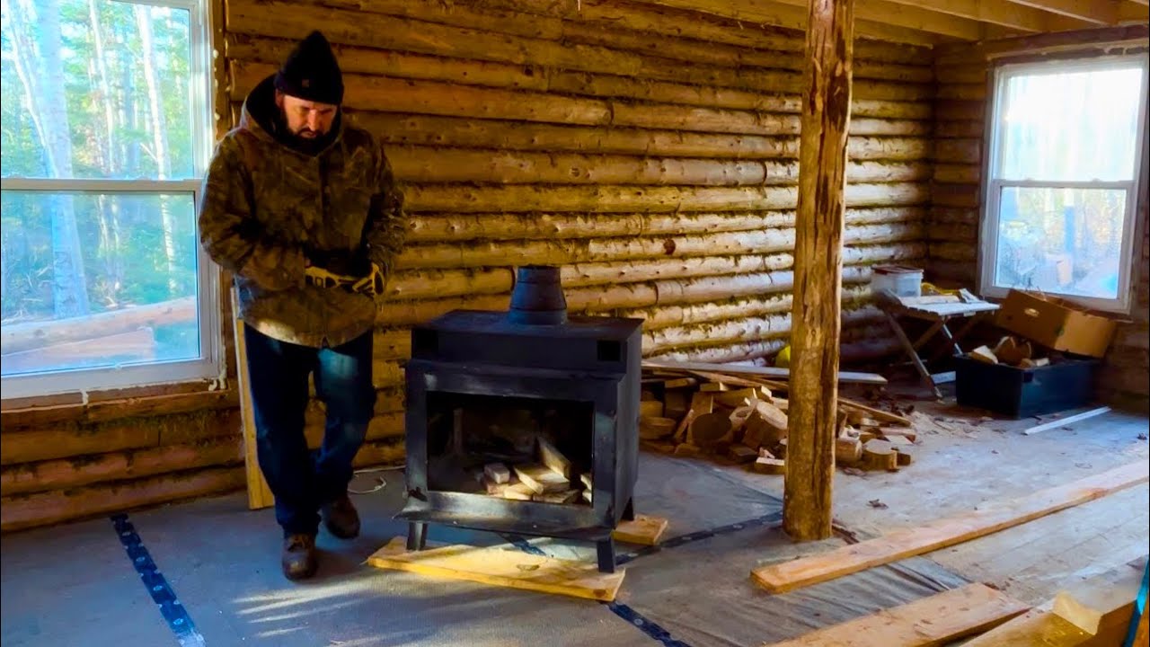 Wood Stove in the Cabin at my Off Grid Log Cabin,after two years of ...