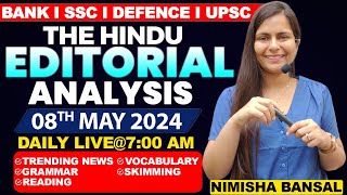 Editorial Analysis | 8th May ,2024 | Vocab, Grammar, Reading, Skimming | Nimisha Bansal