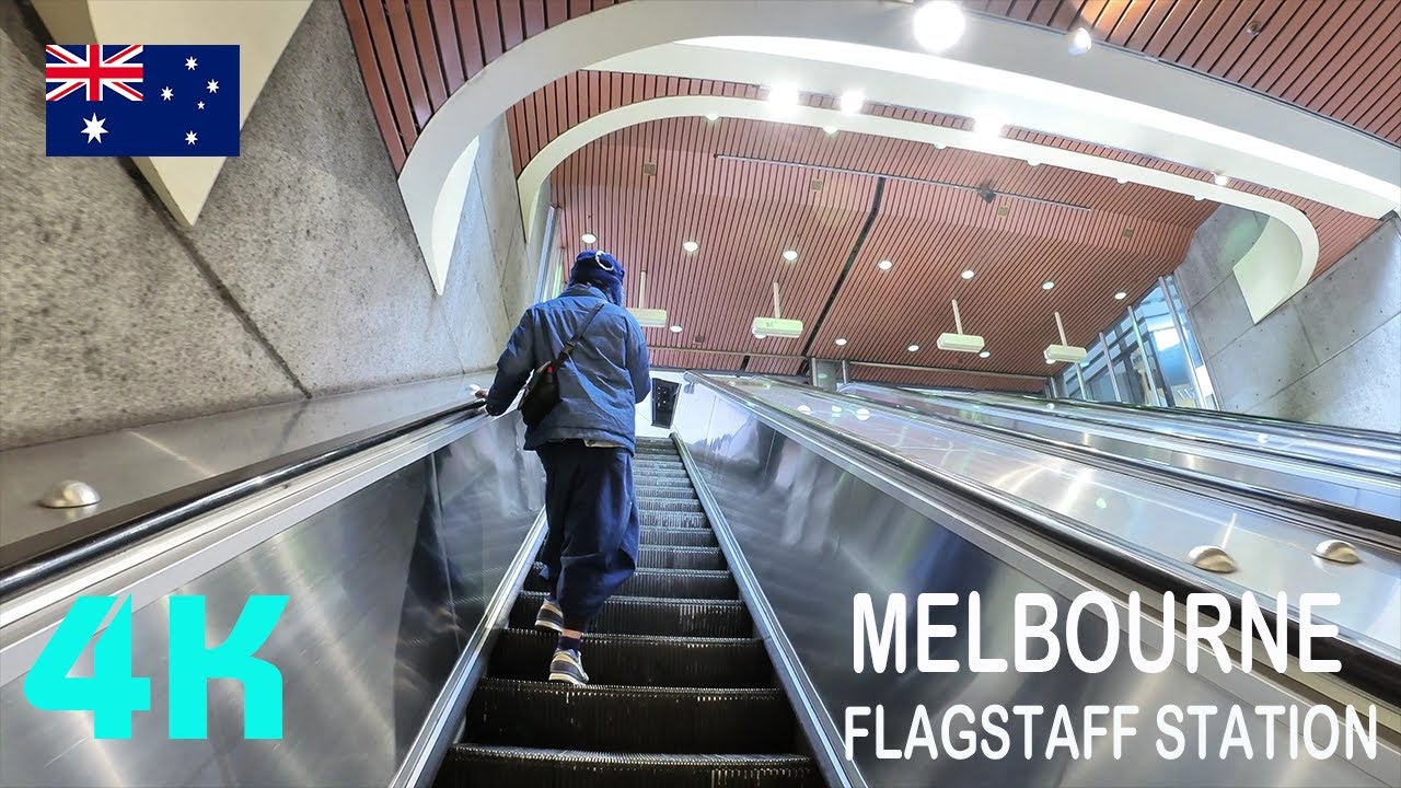 2022. Июнь - Центральный деловой район Мельбурна - прогулка по станции Флагстафф | Мельбурн 4K