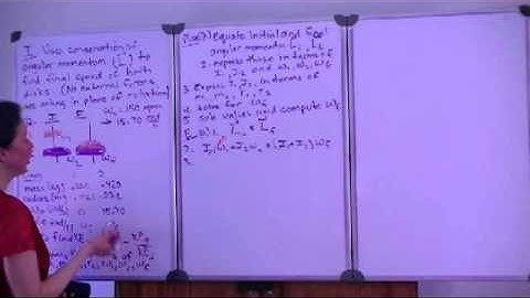 Physics example conservation of angular momentum rotating disks inelastic collision.avi