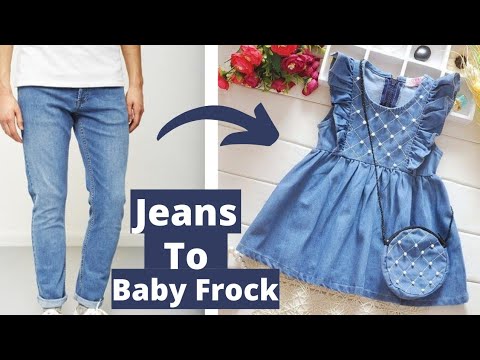 Baby Frock Cutting and Stitching |Baby dress from old jeans| #reuseoldjeans |denim