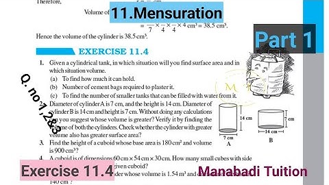 8th class maths| Chapter 11|Mensuration| 💁Exercise 11.4 |Q no 1,2&3| part 1|CBSE|NCERT
