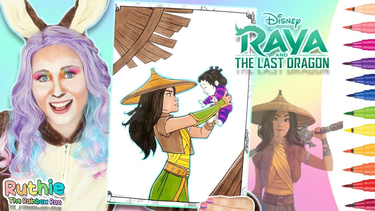 COLORING RAYA & LITTLE NOI | Disney Raya and The Last Dragon Coloring Book Page | Markers