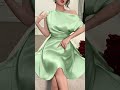 abyoxi Women's Pea Green Satin OffShoulder Asymmetric Neckline Sleeveless Ruffle Hem Satin Mini #fyp