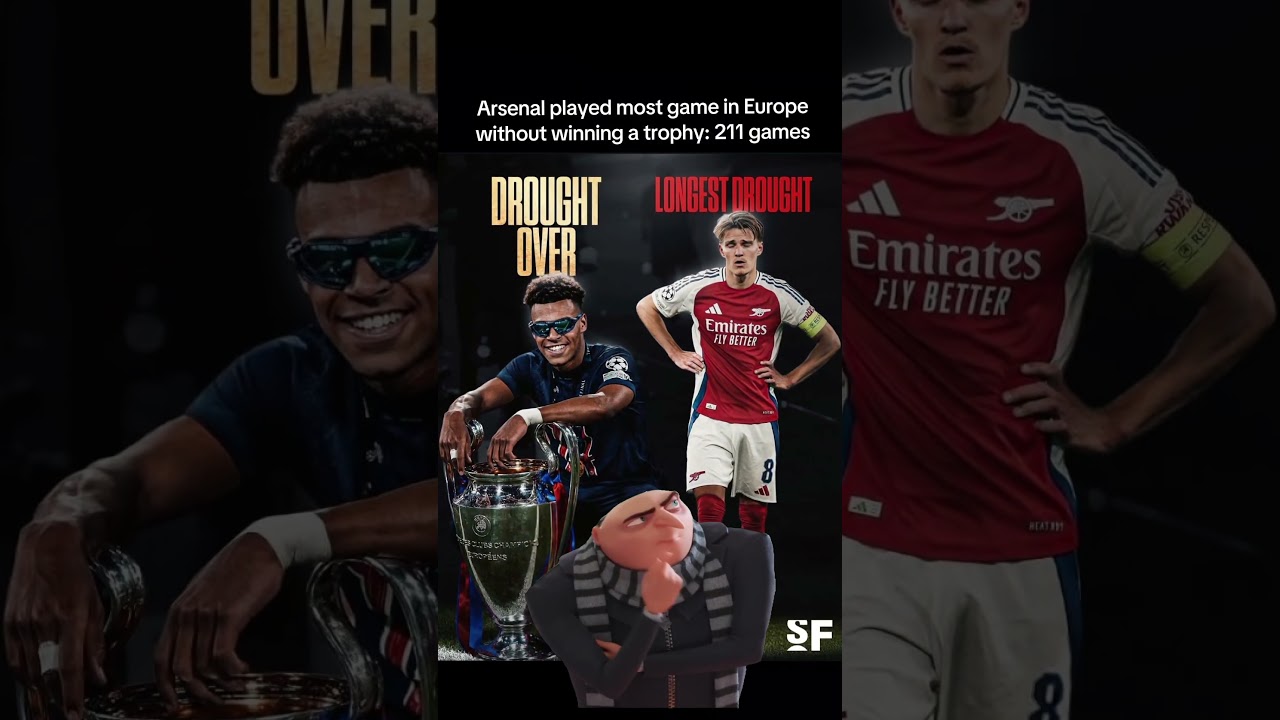 Longest drought in UCL. 211 games played without a trophy in europe 