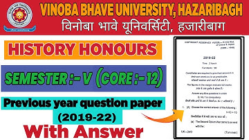 VBU UG Semester 5 History Honours Core 12 Previous year Question Paper With Answer Session (2019-22)