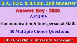 Answer key 2026| AE2PSY: Communication & Interpersonal Skills| BA, BSc & BCom 2nd sem| #answerkey