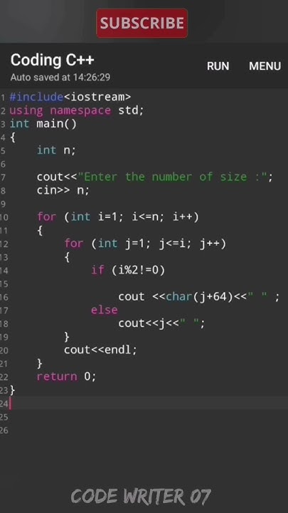 C++pattern program tutorial video || 💯🧠 #shorts #coding #youtubeshorts ...