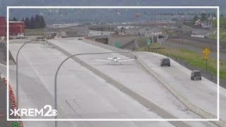 New video shows plane making emergency landing on North-South Corridor in Spokane