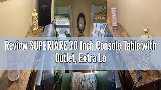 Review SUPERJARE 70 Inch Console Table with Outlet, Extra Long Entryway Table with Metal Frame and X