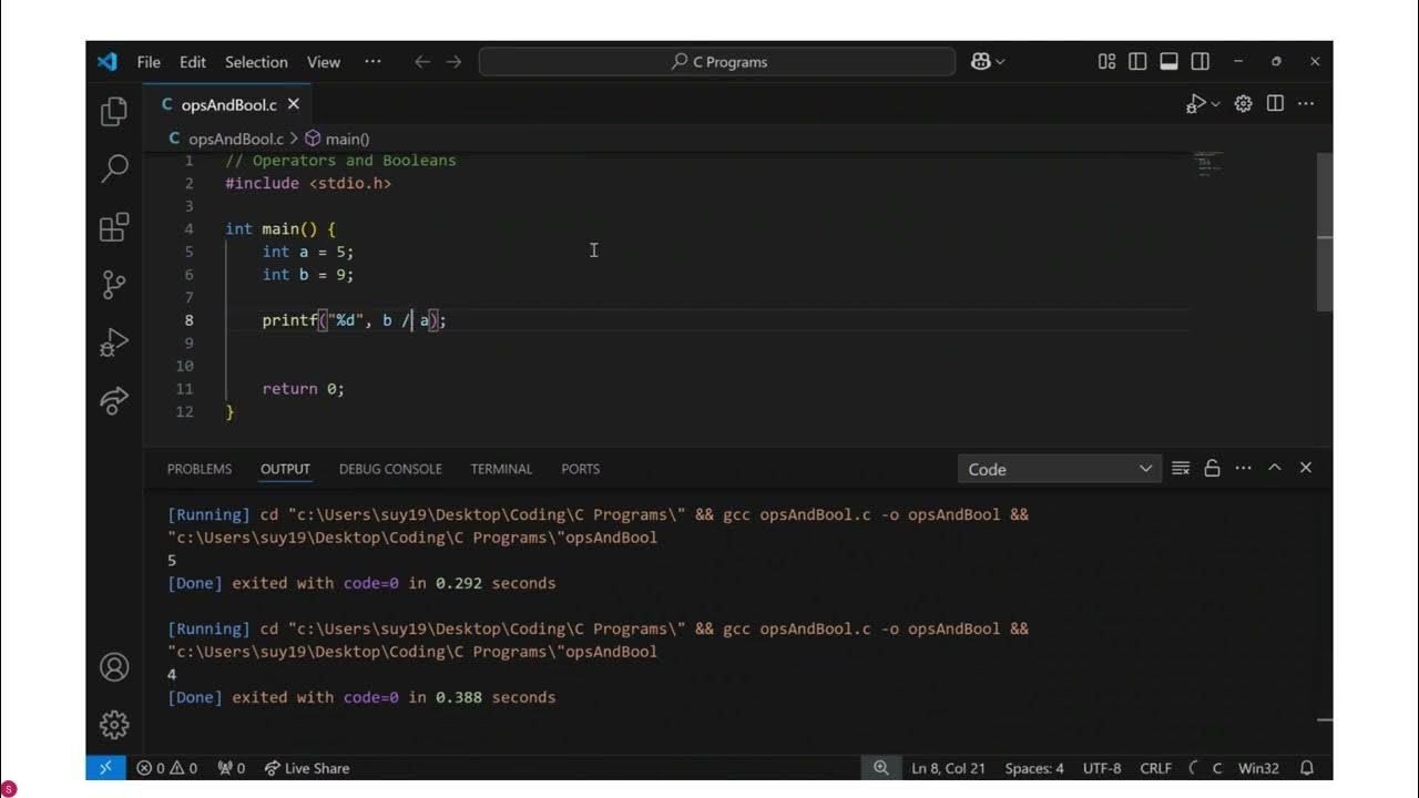 Operators and Booleans in C - YouTube