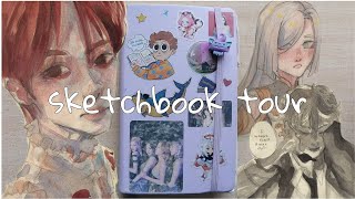 картинка: обзор на сиреневый скетчбук | sketchbook tour | anime genshin kpop