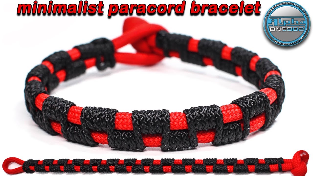 Minimalist Paracord Bracelet Red and Black Checkers Paracord Knot Tutorials  