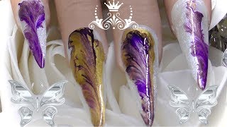 DIY COTTON TREAD MARBLE ( acrylic nails )