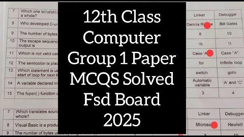 2nd year Computer  solved mcqs  Group 1 fsd board Paper 2025 | 12th class Computer mcqs solved mcqs