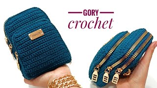 Crochet bag with three pockets