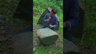 Watch a Solid Rock Become a Stone Mortar by Hand