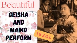 Beautiful Geisha and Maiko Perform in a Japan Travelogue 1930s